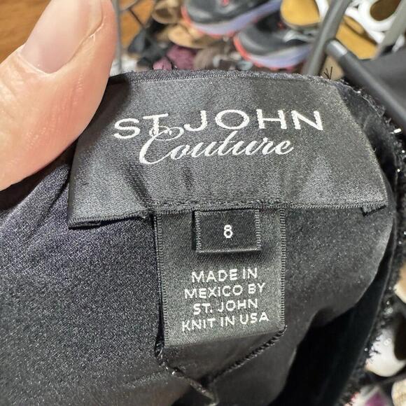 St. John skirt womens 8 black tweed knit pencil modest career office workwear - Picture 3 of 6